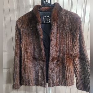 Womens Saga Mink Mahagony Cord Cut Mink Fur Jacket Size Medium